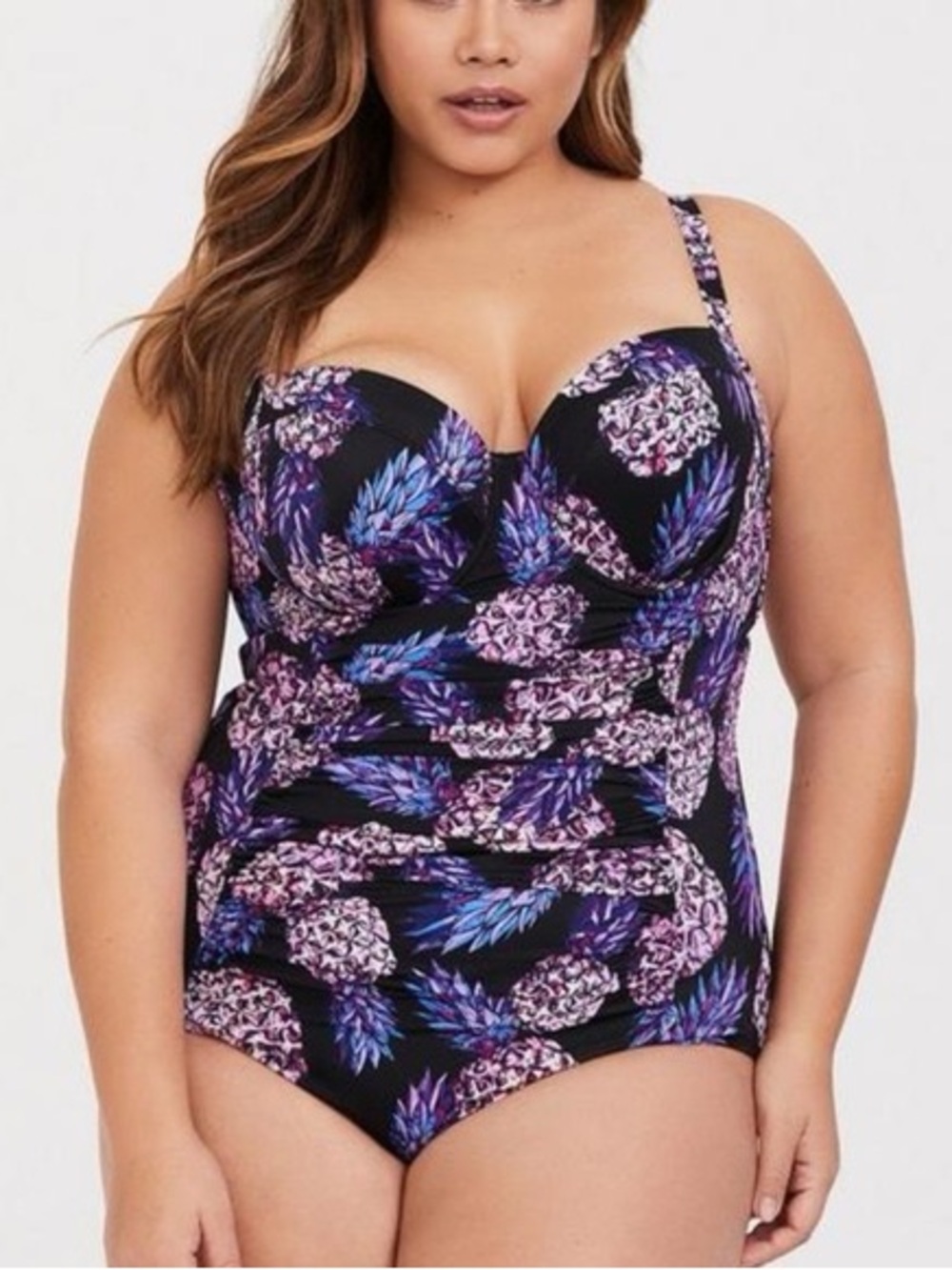 Torrid Plus Size Push Up One Piece Swimsuit Convertible Purple Black 3XL swim